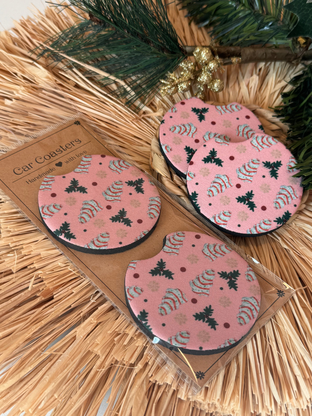 Christmas Cookie Cake Car Coaster